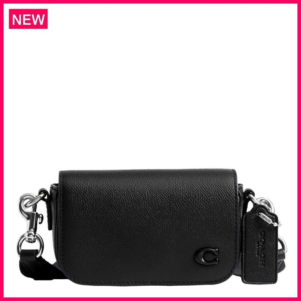 Crossgrain Leather Flap Crossbody Bag with Detachable Strap, 5.25x3.5x1.75